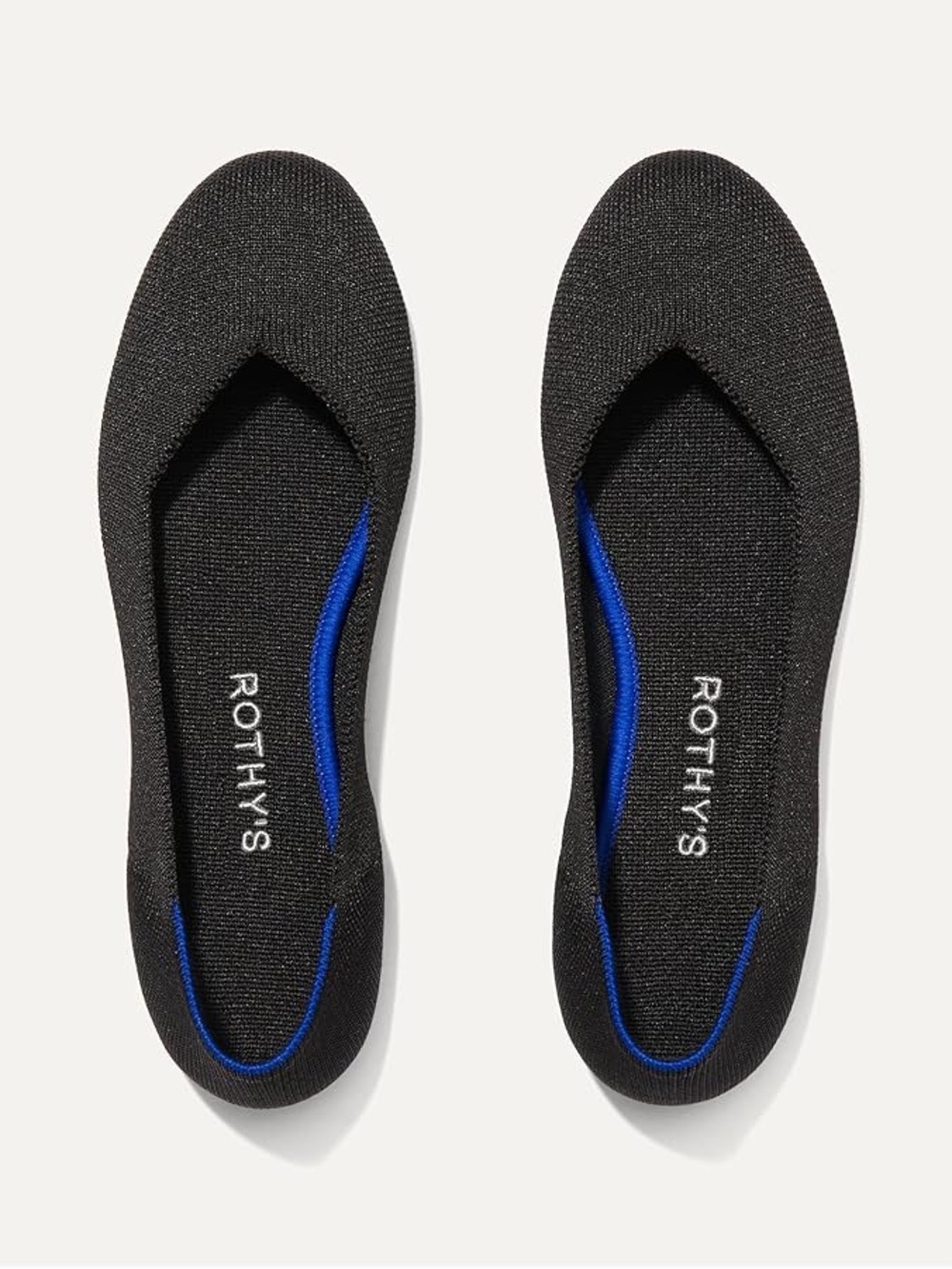 Rothy's Black Ballet Flats with Blue Trim